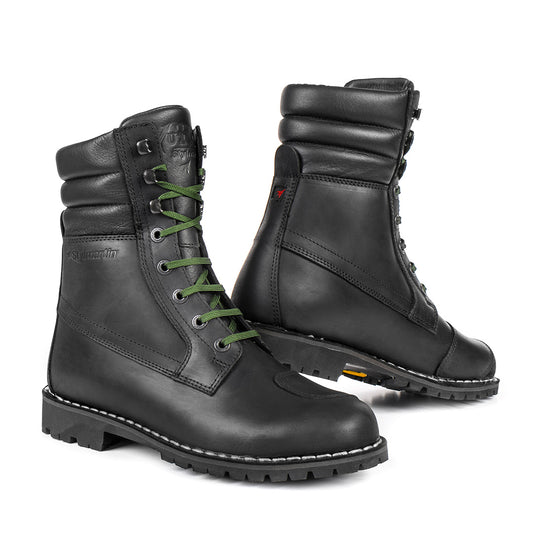 Bottines moto noires Stylmartin YU’ROK WP cuir pleine fleur imperméables semelle Vibram homme femme