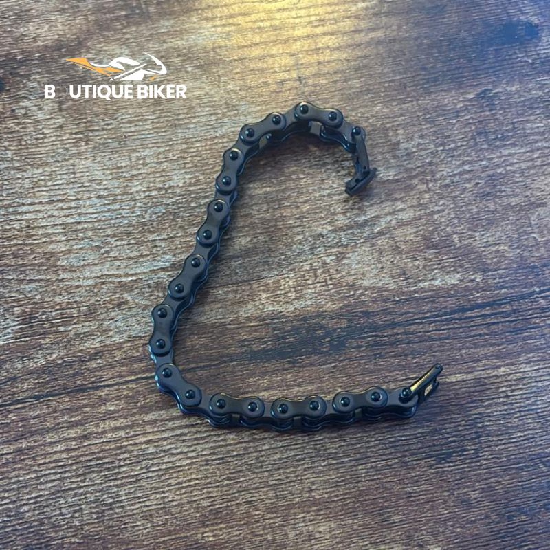Bracelet biker homme en chaîne de moto noir au style mécanique et robuste