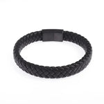 Bracelet en cuir noir - Taille 23cm | Livraison 48h - Vignette | Boutique biker