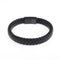 Bracelet en cuir noir tressé pour homme avec fermoir magnétique
