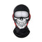 Cagoule moto blanche rouge avec design tête de mort