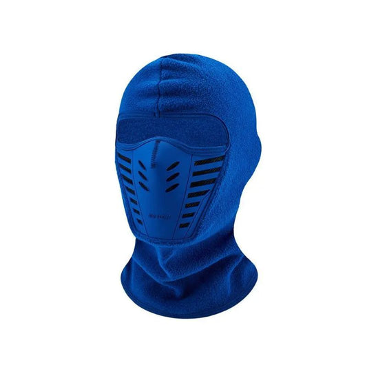 Cagoule moto bleue en polaire isolante avec masque respirant