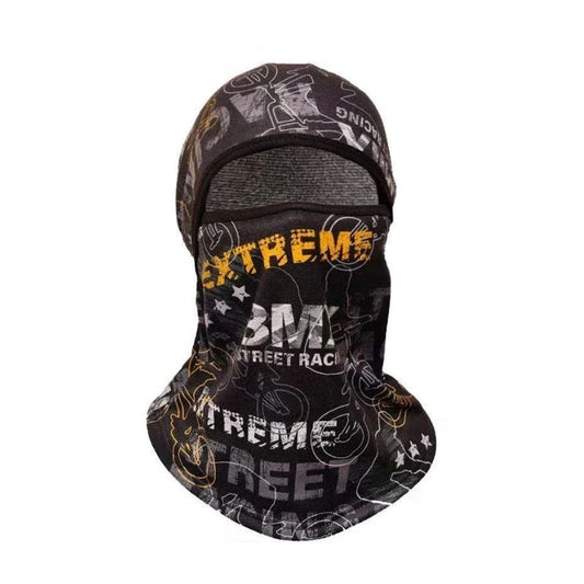 Cagoule moto BMX noire motif extrême street race