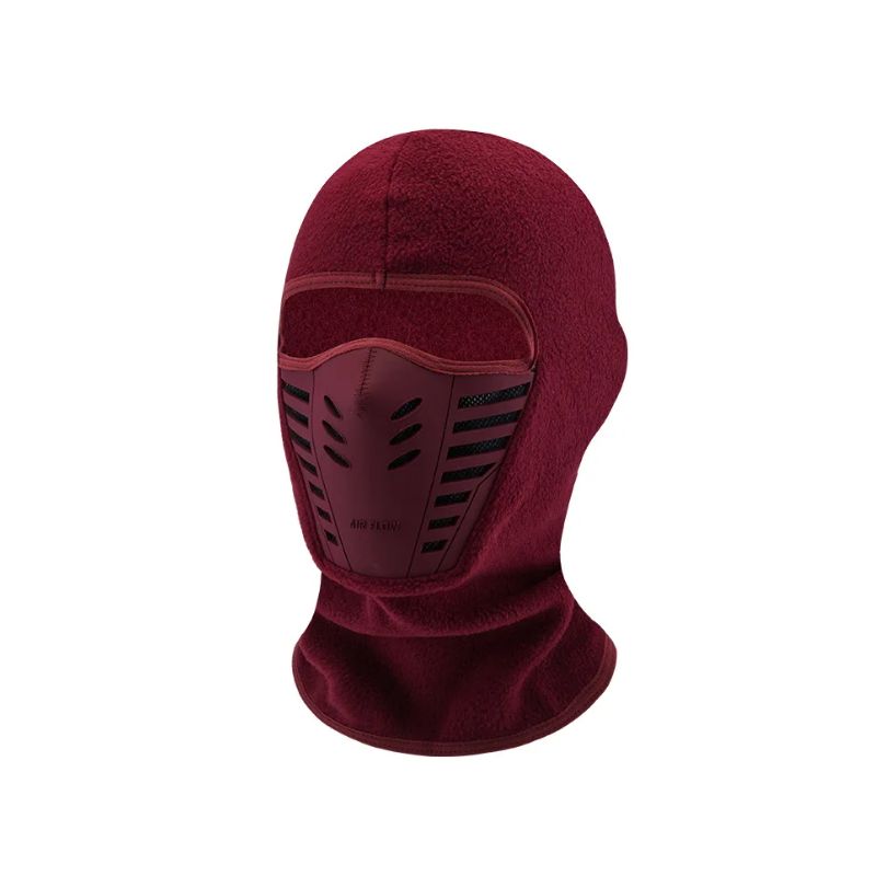 Cagoule moto bordeaux coupe-vent en polaire respirante avec masque de protection