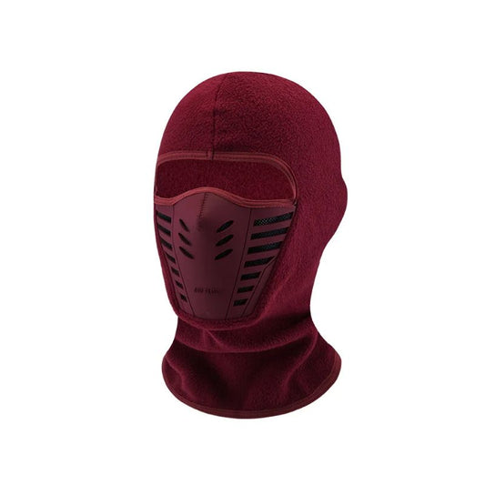 Cagoule moto bordeaux coupe-vent en polaire respirante avec masque de protection