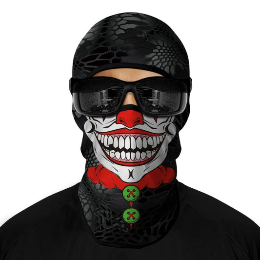 Cagoule moto clown rieur noir et rouge au style audacieux