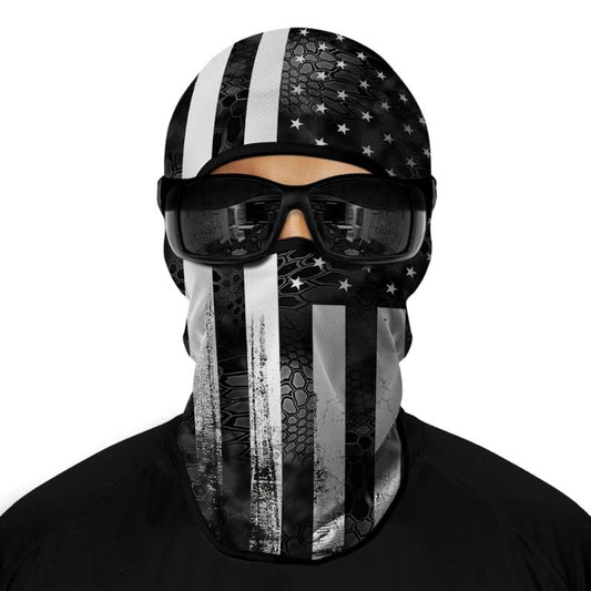 Cagoule moto drapeau noir et blanc respirante pour motard