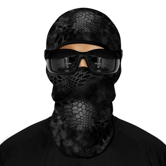 Cagoule moto noire motif écailles serpent