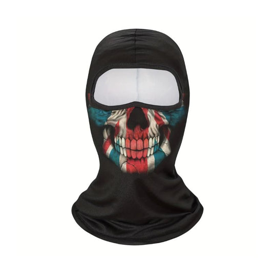 Cagoule moto longue tête de mort clown drapeau américain protection motard