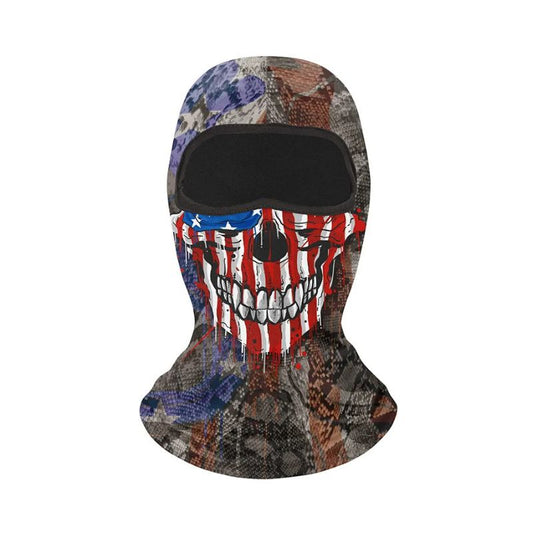 Cagoule moto longue tête de mort drapeau US style biker américain
