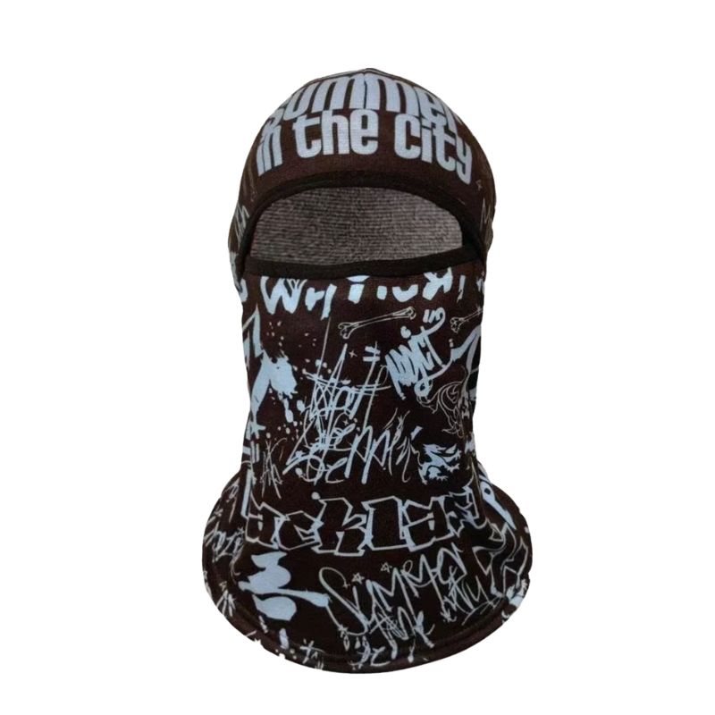 Cagoule moto peinture noire et bleue au design artistique