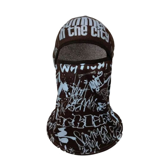 Cagoule moto peinture noire et bleue au design artistique
