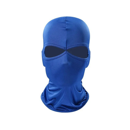 Cagoule moto bleue en polyester respirant pour motard sportif