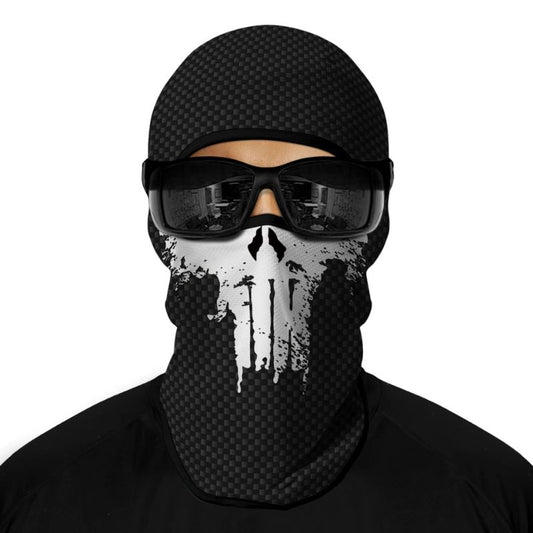 Cagoule moto Punisher noire avec tête de mort blanche
