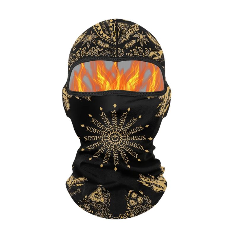 Cagoule moto rosace dorée respirante coupe-vent pour motards