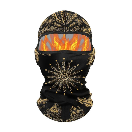 Cagoule moto rosace dorée respirante coupe-vent pour motards