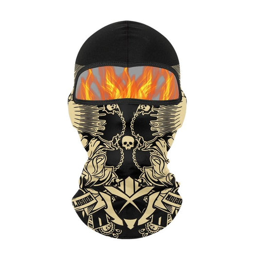 Cagoule moto Skull Bones noire et beige respirante coupe-vent pour motard