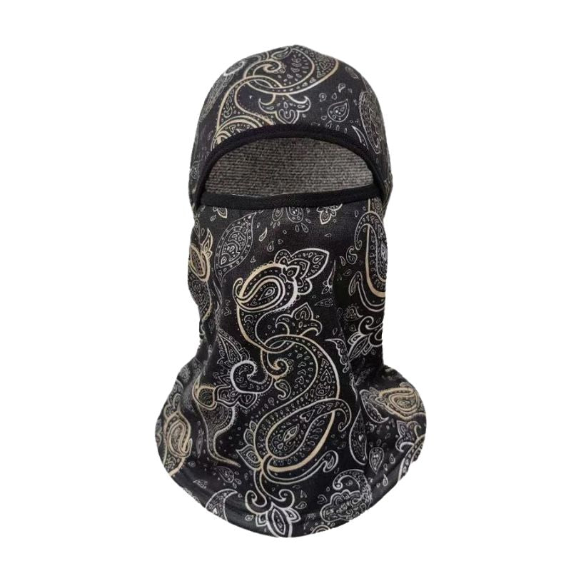 Cagoule moto tag urbaine avec design graffiti blanc sur fond noir