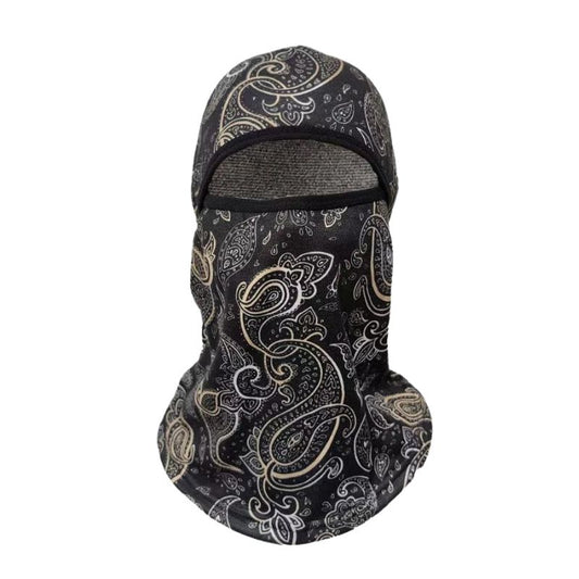 Cagoule moto tag urbaine avec design graffiti blanc sur fond noir