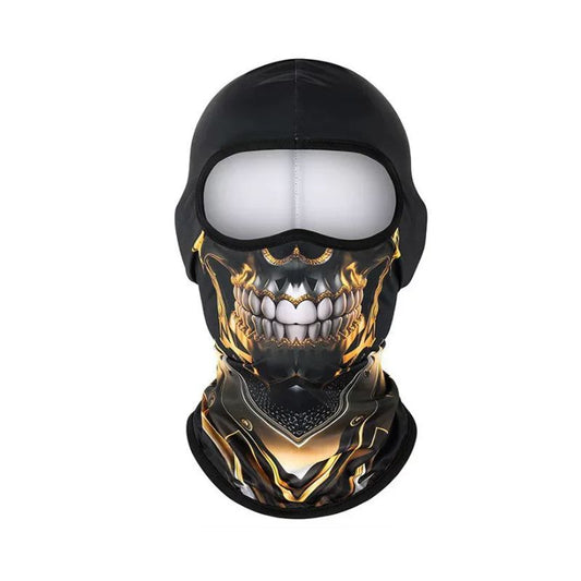 Cagoule moto tête de mort jaune doré pour motard audacieux