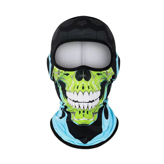 Cagoule moto tête de mort verte fluo pour motards urbains