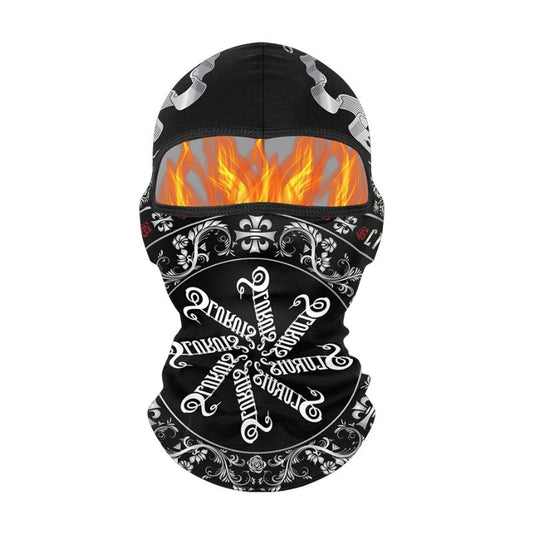 Cagoule moto tribale noire respirante coupe-vent pour motard
