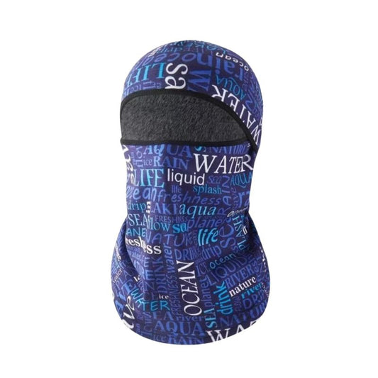 Cagoule moto word bleue avec motifs typographiques