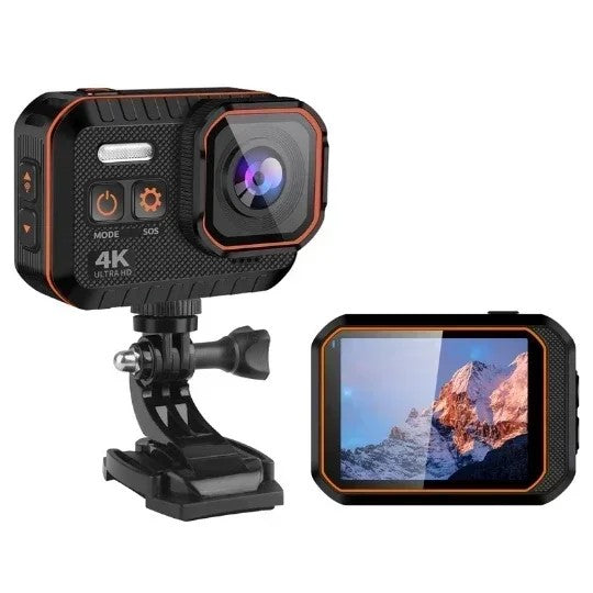 Caméra 4k ultra hd étanche fixation casque moto écran tactile
