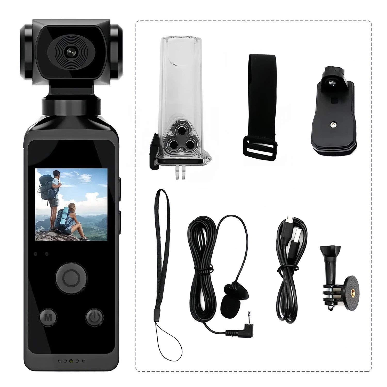 Camera pour casque moto 4k avec accessoires étanche microphone et écran intégré