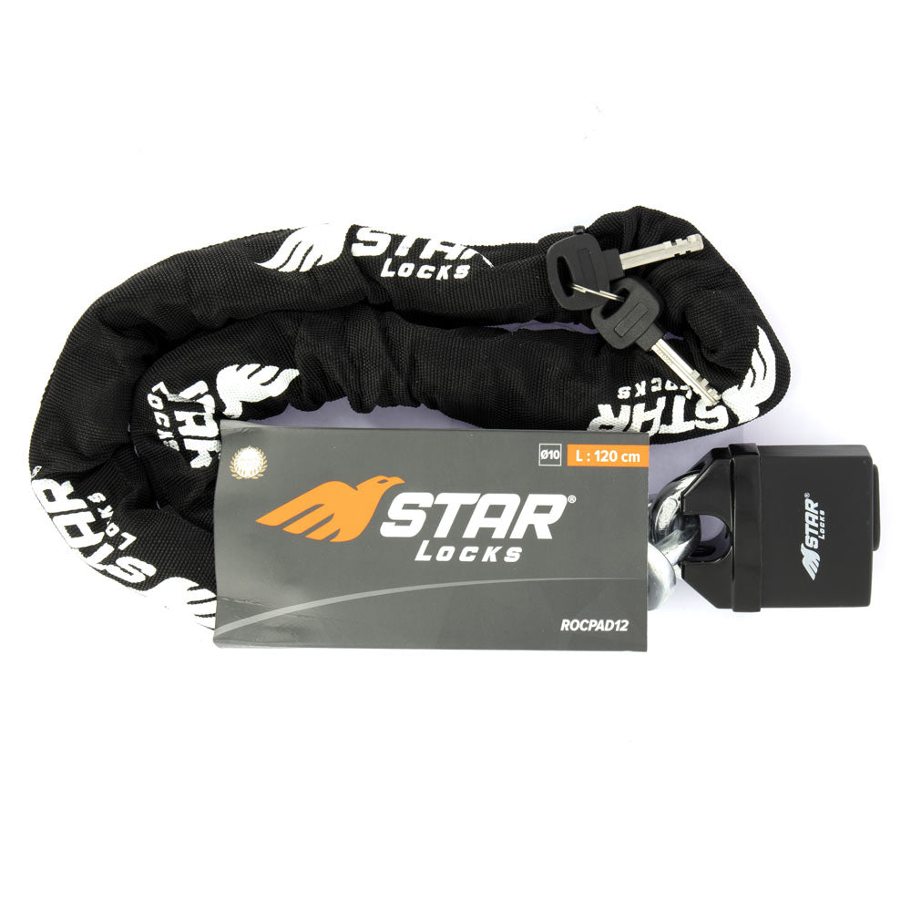 Chaîne Antivol Moto/Vélo 6mm X 900mm | Acier Trempé Avec Cadenas | 2 Clés Incluses | Poids 830g | Protection Portail, Poteau