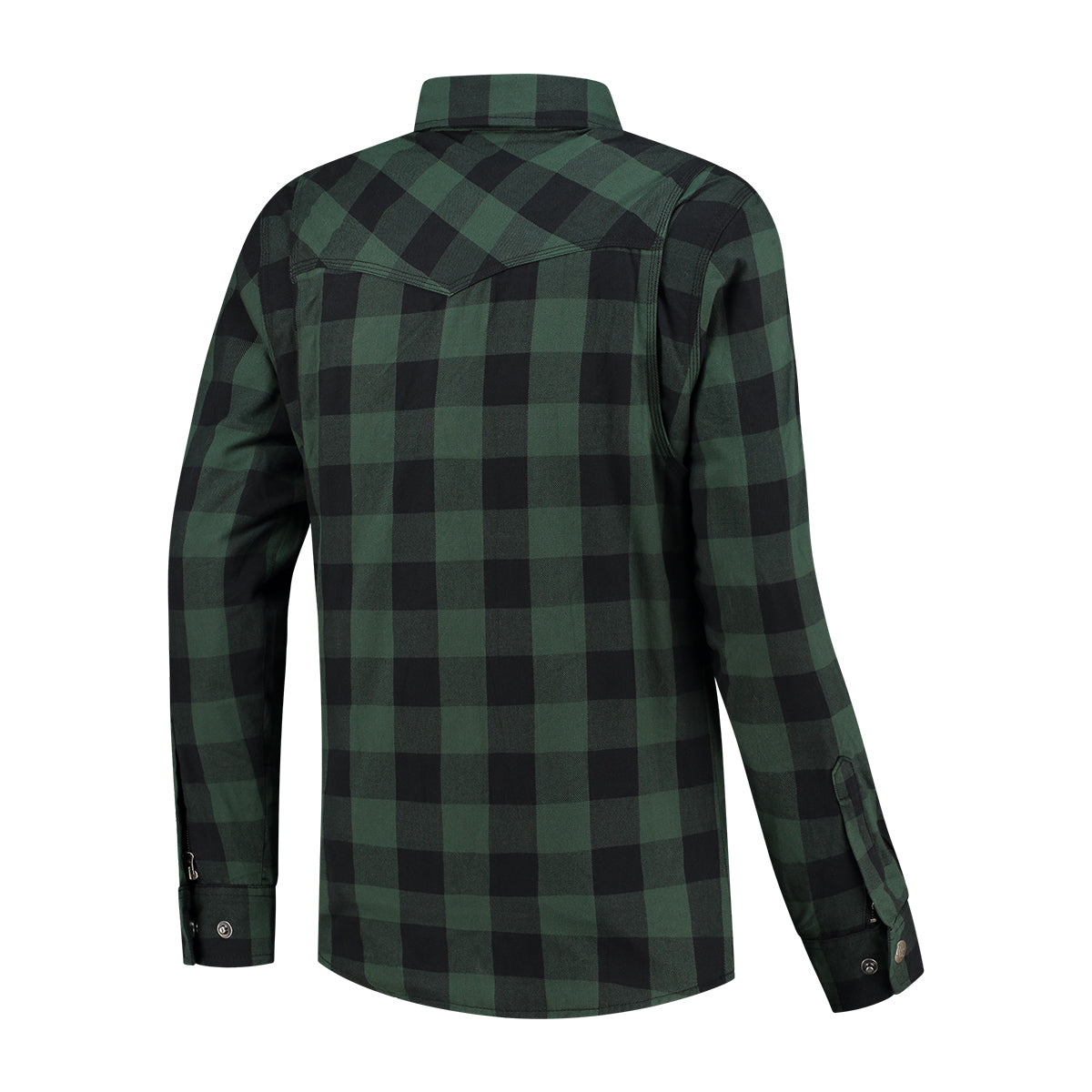Chemise moto kevlar verte et noire homologuée CE avec protections coudes et épaules