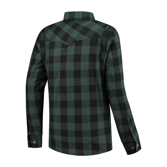 Chemise moto kevlar verte et noire homologuée CE avec protections coudes et épaules