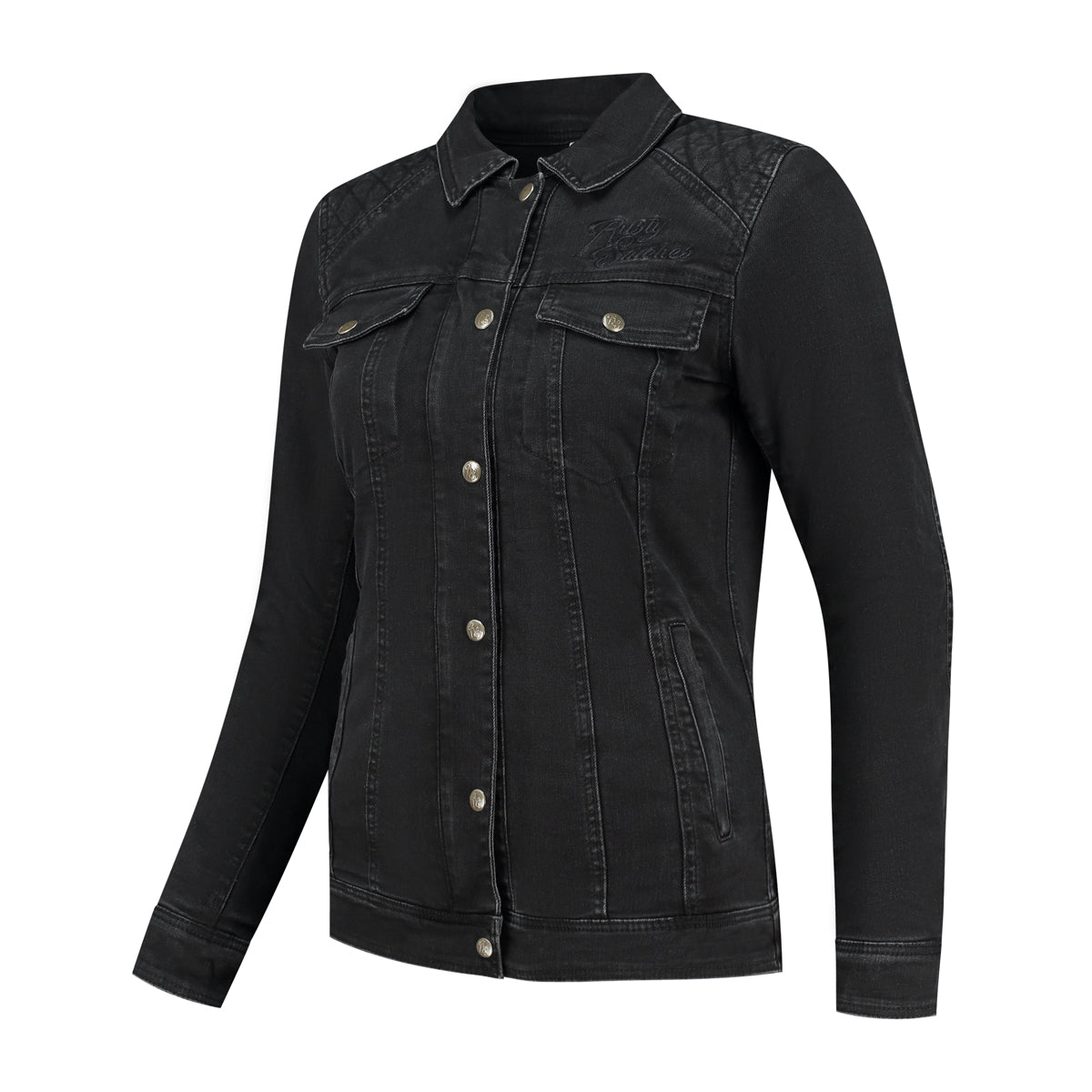 Chemise moto femme en jean noir kevlar protections CE