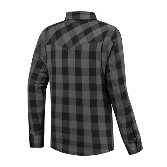 Chemise moto kevlar homologuée CE flanelle à carreaux gris homme protection urbaine