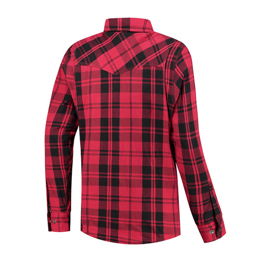 Chemise moto kevlar à carreaux rouge noire homologuée CE avec protections