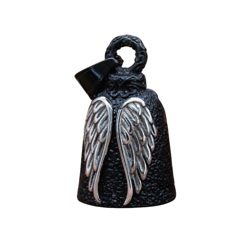 Clochette-moto-ange-dore-argente-porte-bonheur-biker-noir-1