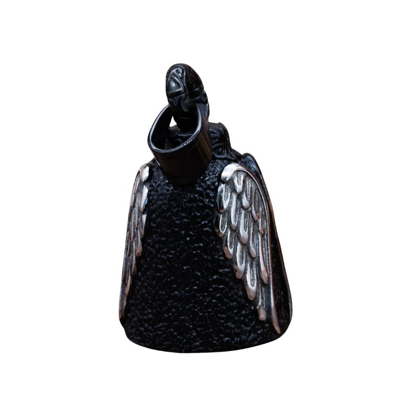 Clochette-moto-ange-dore-argente-porte-bonheur-biker-noir-2
