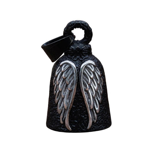 Clochette moto biker porte-bonheur ailes ange doré argenté