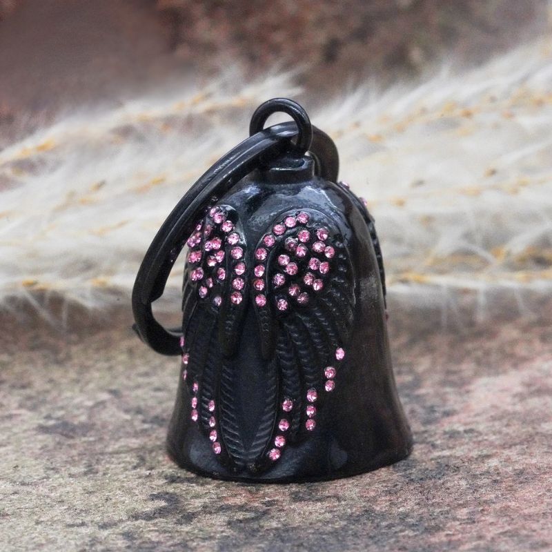 Clochette-moto-biker-ange-rose-porte-bonheur-femme-aile