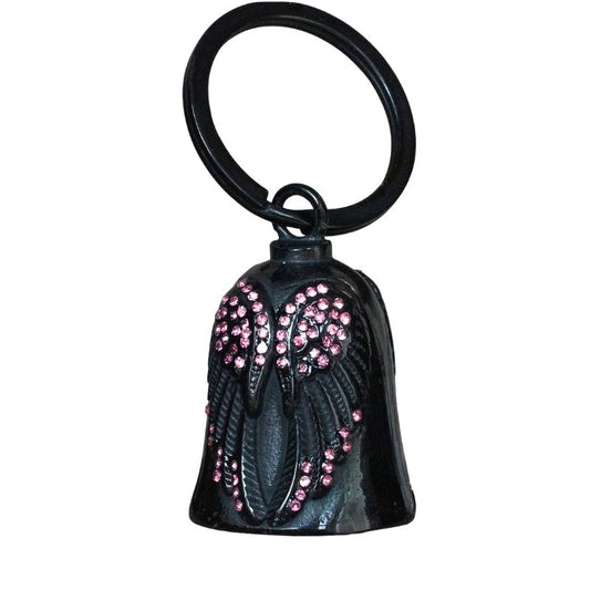 Clochette-moto-biker-ange-rose-porte-bonheur-femme-noir