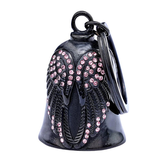 Clochette moto biker ange rose femme porte-bonheur