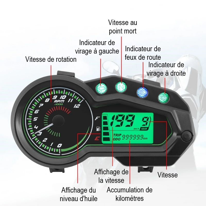 Contachilometri universale a LED bicolore Tachimetro km/h per moto + tachimetro analogico moto Contachilometri universale a LED bicolore Tachimetro km/h per moto + tachimetro analogico moto
