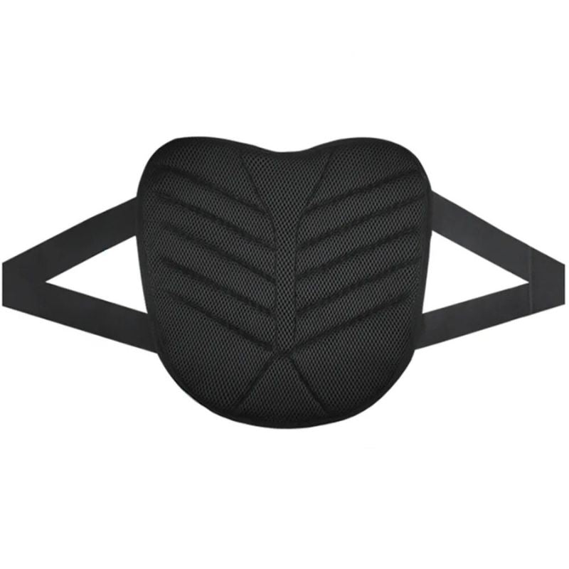 Coussin de selle moto ergonomique noir avec sangles latérales et surface respirante pour plus de confort
