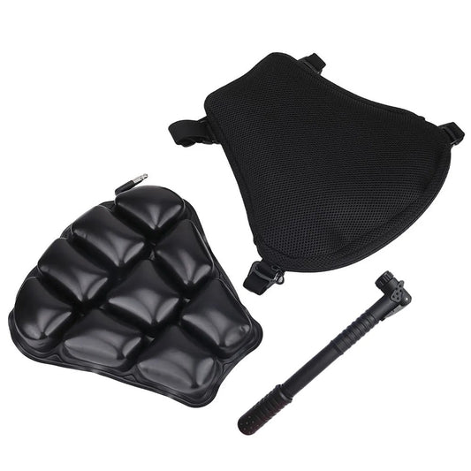 Coussin de selle moto gonflable anti-vibrations avec housse et pompe manuelle