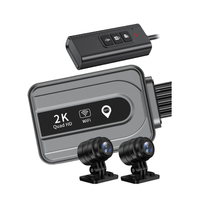 Dash cam moto 2K étanche avec GPS et double caméra avant arrière