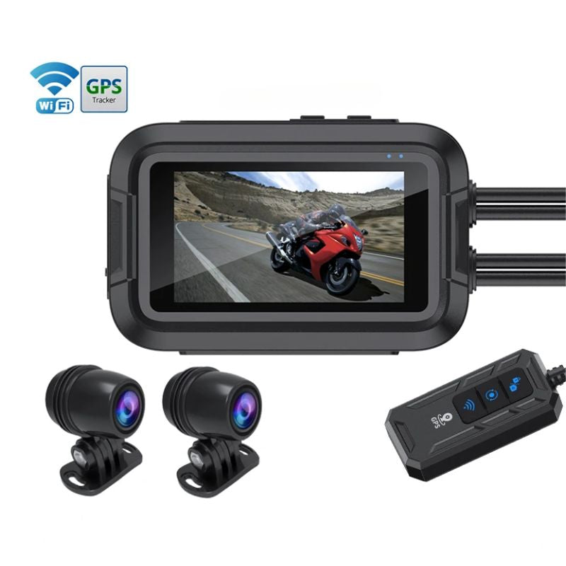 Dashcam moto full hd 1080p avec gps wifi et double caméra étanche