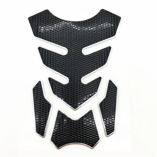 Décoration pour réservoir moto noire découpée avec finitions argentées texturées