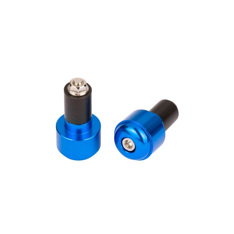 Embouts de guidon moto ronds anodisés bleus Ø17 universels aluminium