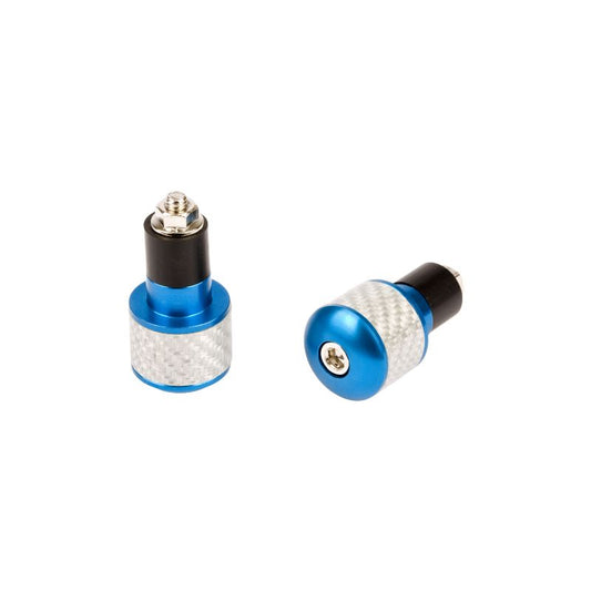 Embouts guidon moto carbone blanc anodisés bleu Ø17 aluminium