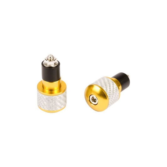Embouts de guidon moto 17 mm look carbone blanc anodisé jaune